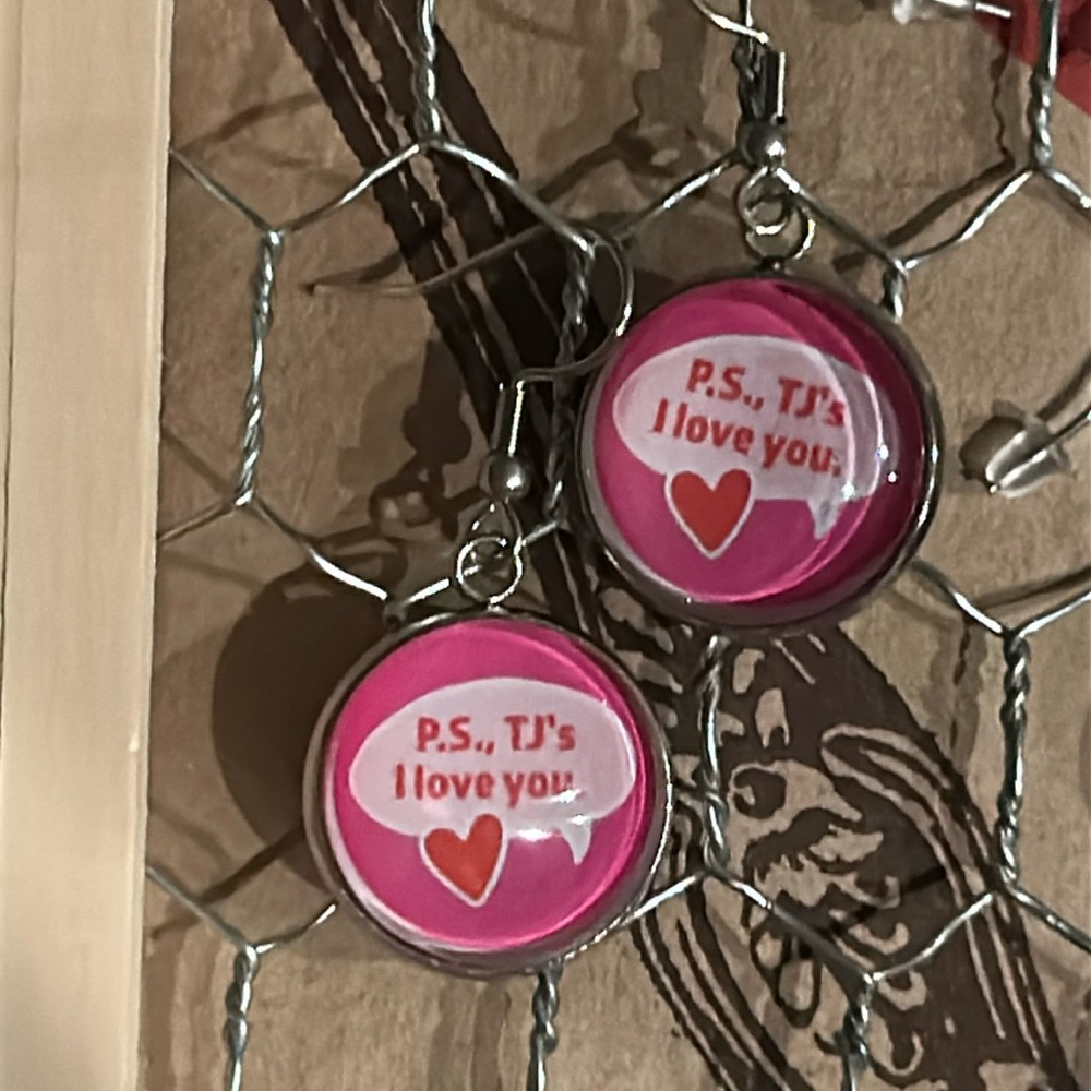 Trader Joe’s earrings 16mm “p.s. Tj’sI love you”